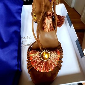 Killer Aquazarra suede embroidered sandals- gorgeous! Brand NWT